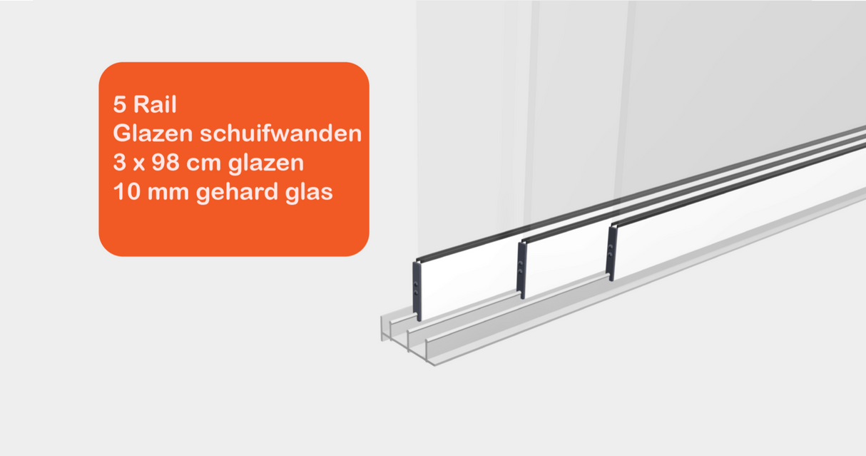 Glazen schuifwanden 3 Rail - Inbouwhoogte: 210cm - Wit (RAL 9010) - Veranda XL
