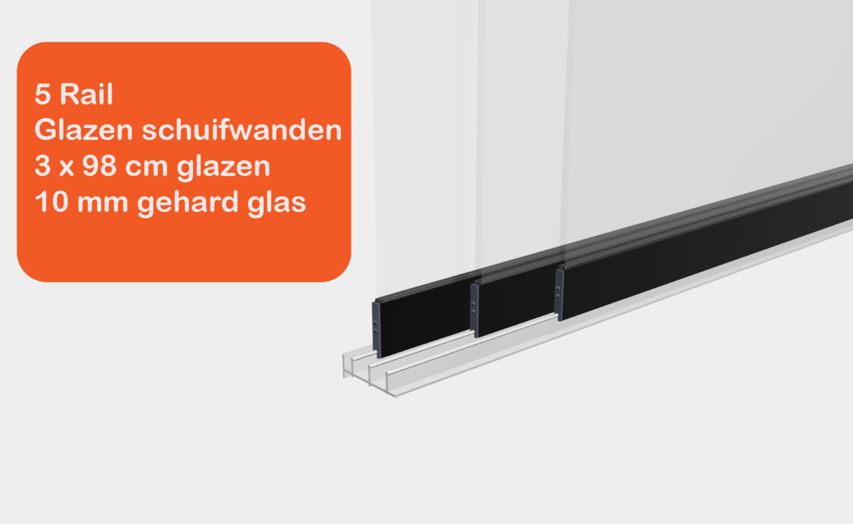 Glazen schuifwanden 3 Rail - Inbouwhoogte: 235cm - zwart (RAL 9005) - Veranda XL