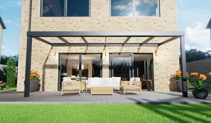 Terrasoverkapping 6,03 x 4m - Antraciet - Helder Glas - Veranda XL