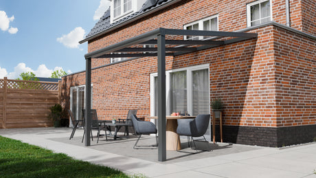 Terrasoverkapping 3,06 x 4m - Kleur - Antraciet (Ral 7014) - Daktype: Helder Glas - Veranda XL