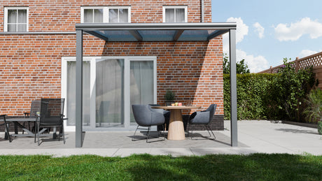 Terrasoverkapping 3,06 x 4m - Kleur - Antraciet (Ral 7014) - Daktype: Helder Polycarbonaat - Veranda XL