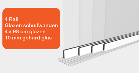 Glazen schuifwanden 4 Rail - Inbouwhoogte: 235cm - Wit (RAL 9010) - Veranda XL