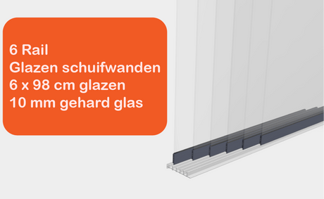 Glazen schuifwanden 6 Rail - Inbouwhoogte: 235cm - Antraciet (RAL 7014) - Veranda XL
