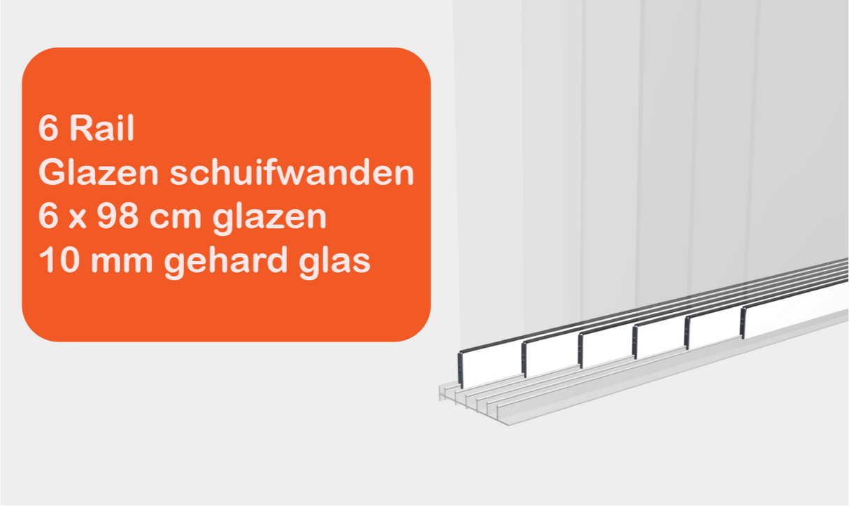 Glazen schuifwanden 6 Rail - Inbouwhoogte: 235cm - Wit (RAL 9010) - Veranda XL