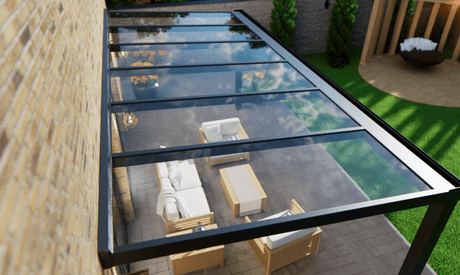 Terrasoverkapping 3,03 x 2,5m - Antraciet - Helder Glas - Veranda XL