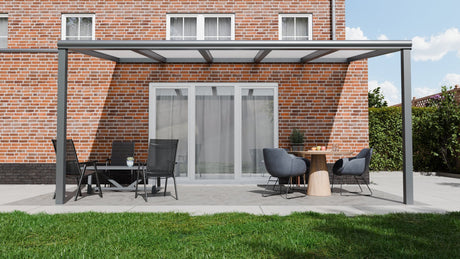 Terrasoverkapping 5,03 x 2,5m - Antraciet - Opaal Polycarbonaat - Veranda XL