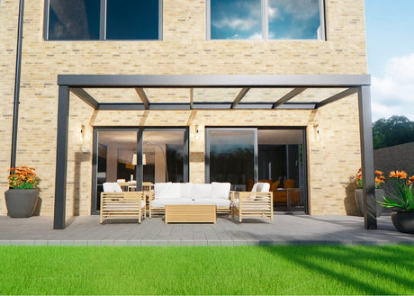 Terrasoverkapping 5,03 x 4m - Antraciet - Helder Glas - Veranda XL