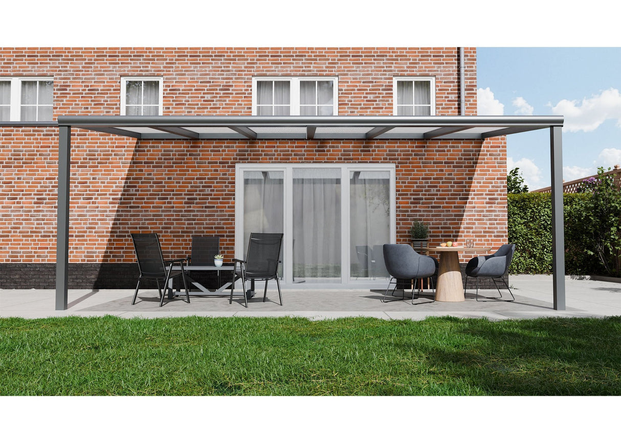 Terrasoverkapping 6,03 x 4m - Antraciet - Opaal polycarbonaat - Veranda XL